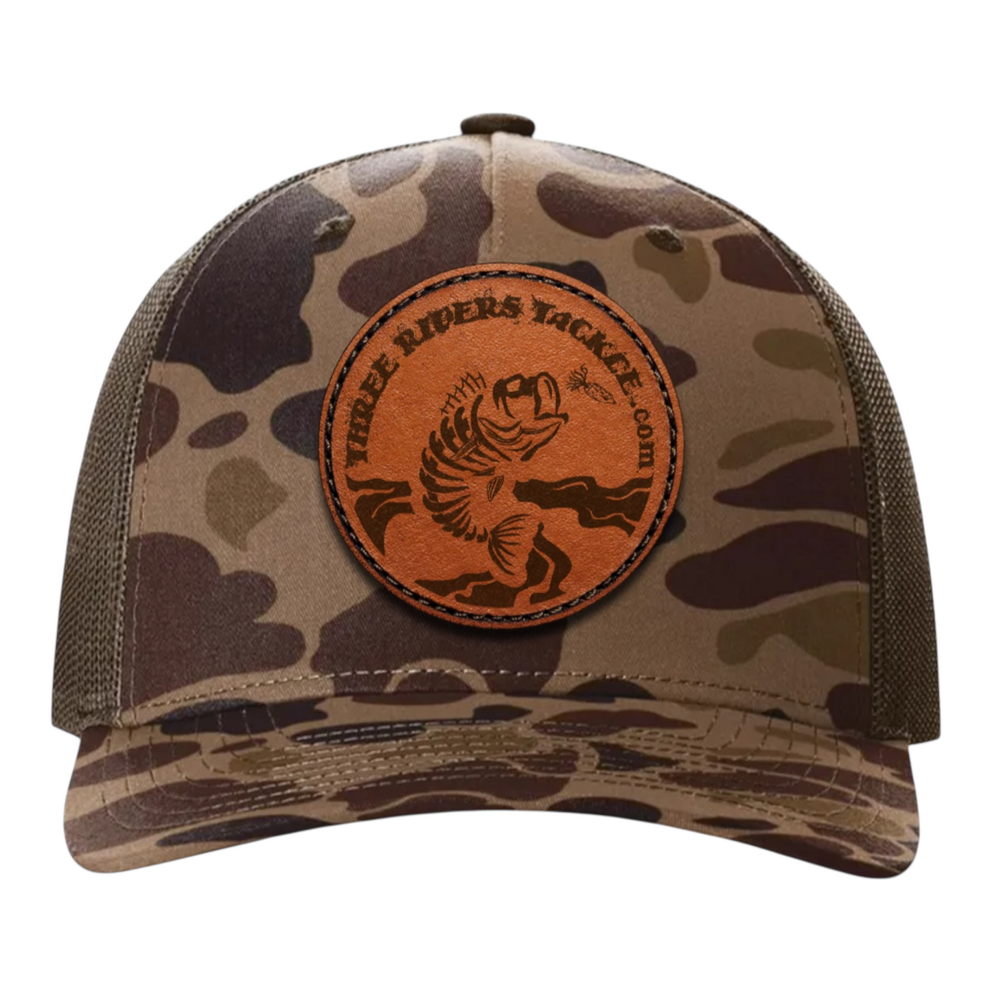 Three Rivers Tackle Leather Patch Trucker Hat